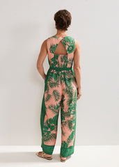 Cyra Palm Jumpsuit Coral