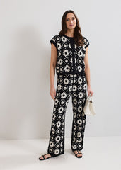 Maggie Crochet Trousers Black/Ivory