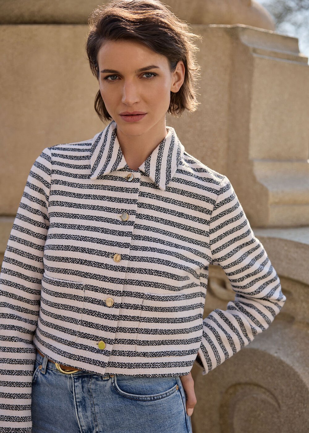 Neave Stripe Jacket Navy/Ivory