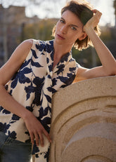 Junie Floral Blouse Navy/Ivory