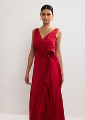 Emlyn Pleated Dress Red