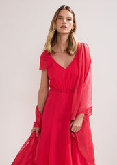 Satin Trim Scarf Coral
