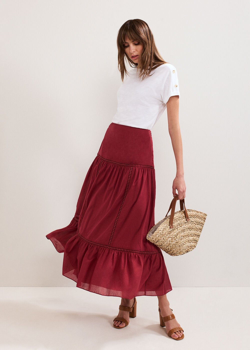 Kyla Trim Maxi Skirt Burgundy