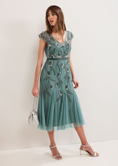 Evonne Beaded Dress Pale Green