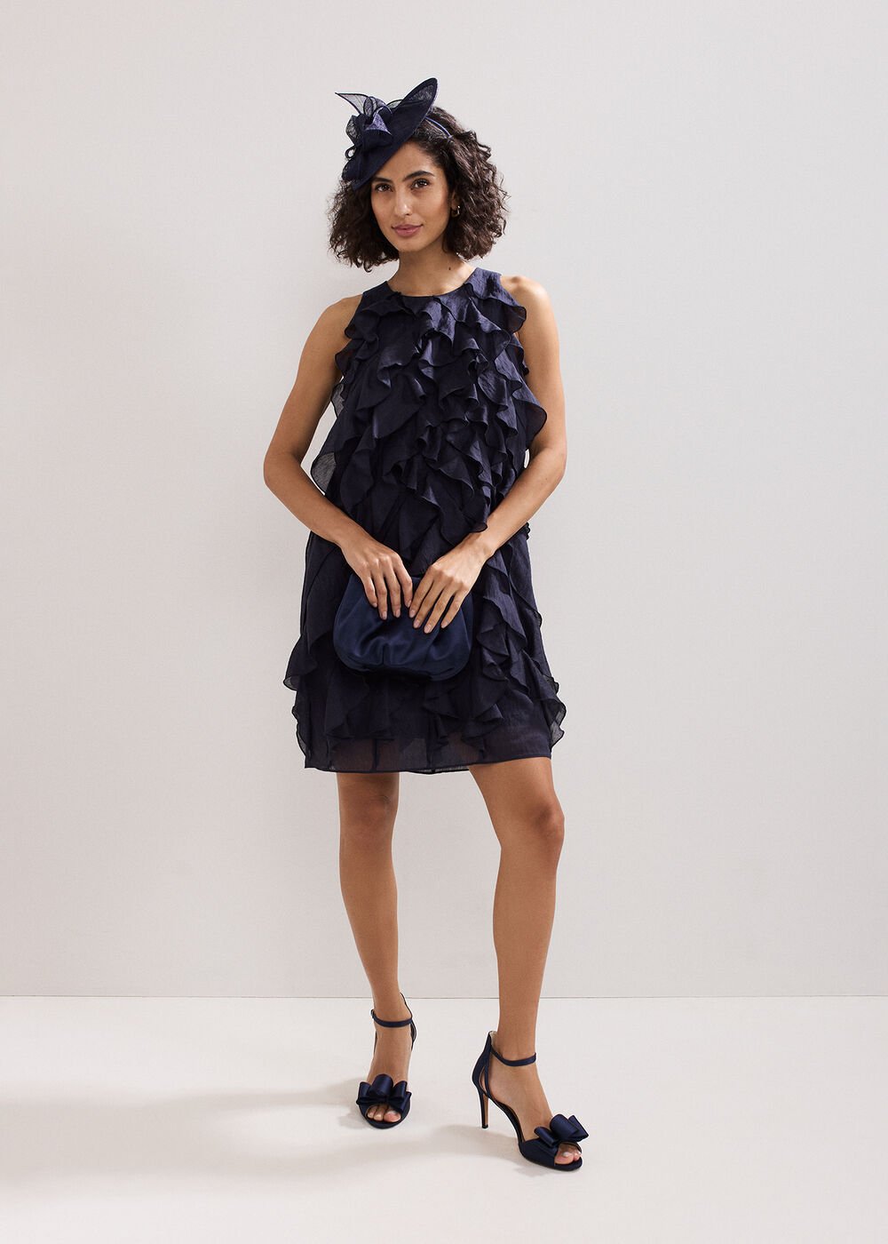 Latara Ruffle Dress Navy