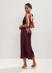 Felicity Satin Dress Burgundy