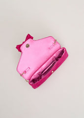 Suede Bow Front Clutch Pink