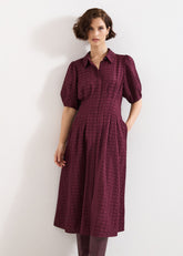 Yasmine Textured Midi Dress Burgundy