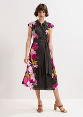 Robyn Floral Midi Dress Khaki