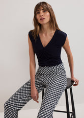 Taia V Neck Top Navy