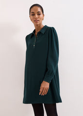 Gina Collar Swing Dress Green