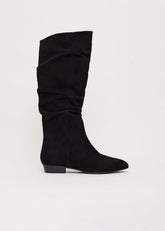 Suede Flat Boot Black
