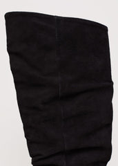 Suede Flat Boot Black