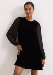 Velvet Swing Dress Black