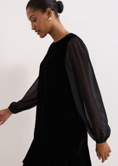 Velvet Swing Dress Black