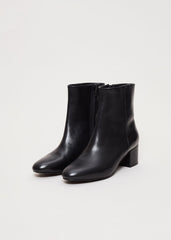Leather Block Boot Black