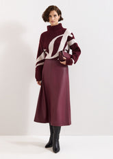 Antoinette PU Midi Skirt Dark Red