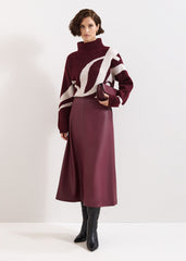 Antoinette PU Midi Skirt Dark Red