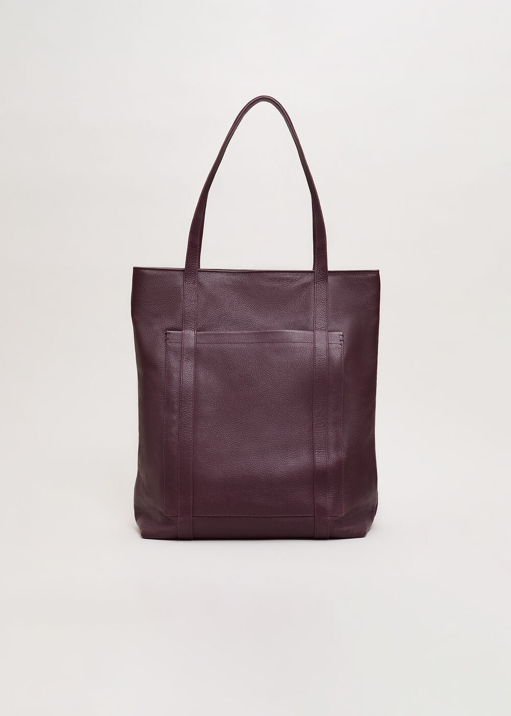 Leather Shopper Tote Dark Red
