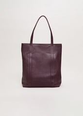 Leather Shopper Tote Dark Red