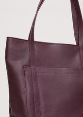 Leather Shopper Tote Dark Red