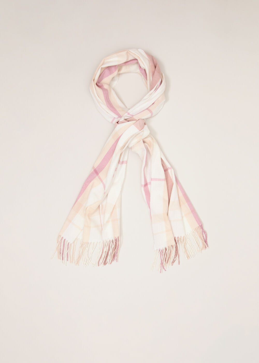 Checked Scarf Pale Pink