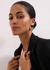 Velvet Fan Earrings Black
