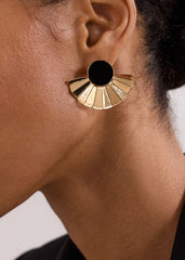 Velvet Fan Earrings Black