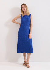 Talia Textured Midi Dress Blue