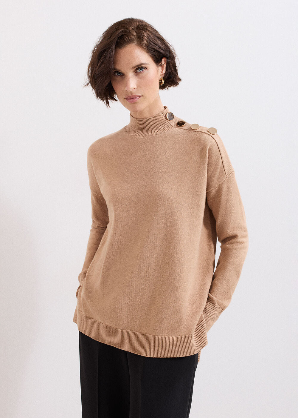 Holly Button Jumper Brown