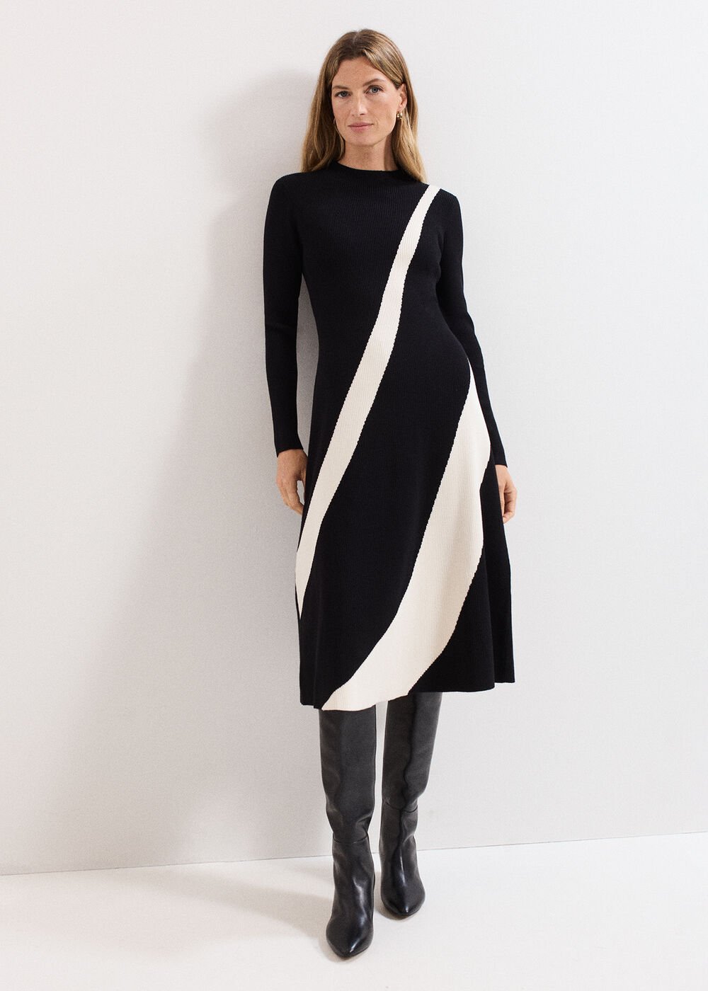Julie Knit Dress Black/Ivory