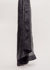 Satin Trim Scarf Black