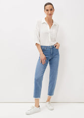 Petra Raw Hem Straight Leg Jean Blue