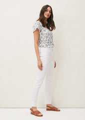 Bobbie Skinny Button Hem Jean White