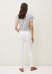 Bobbie Skinny Button Hem Jean White