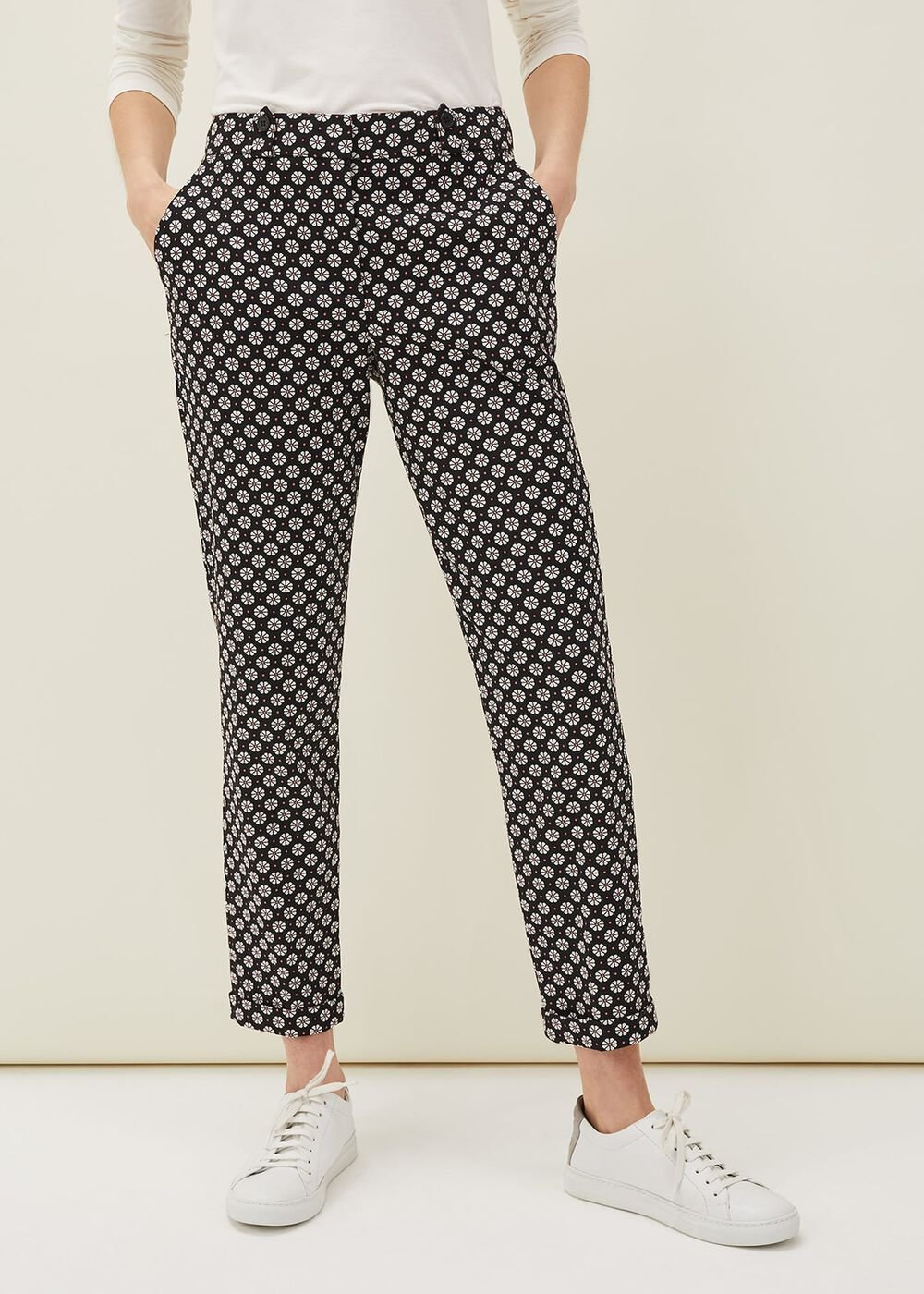 Ryleigh Geometric Print Tapered Trouser Black/Multi