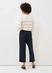 Odette Pleated Crop Trousers Navy
