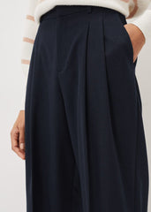 Odette Pleated Crop Trousers Navy