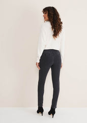 Hailee Topstitch Skinny Jeans Charcoal