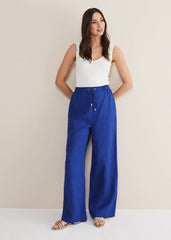 Lolita Blue Linen Wide Leg Trousers Cobalt