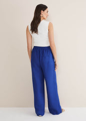 Lolita Blue Linen Wide Leg Trousers Cobalt