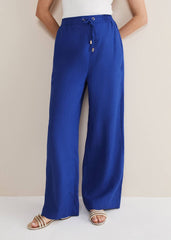Lolita Blue Linen Wide Leg Trousers Cobalt