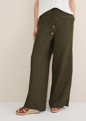 Lolita Drawstring Linen Trouser Khaki