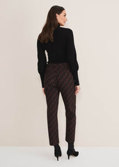 Mackenzie Geo Jacquard Tapered Trouser Black/Chocolate