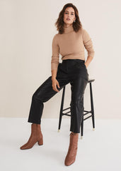 Rya Pleather Straight Leg Trouser Black