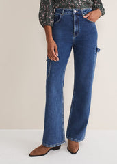Scout Cargo Wide Leg Jeans Mid Blue