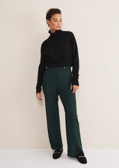 Catira Crepe Wide Leg Trousers Forest Green