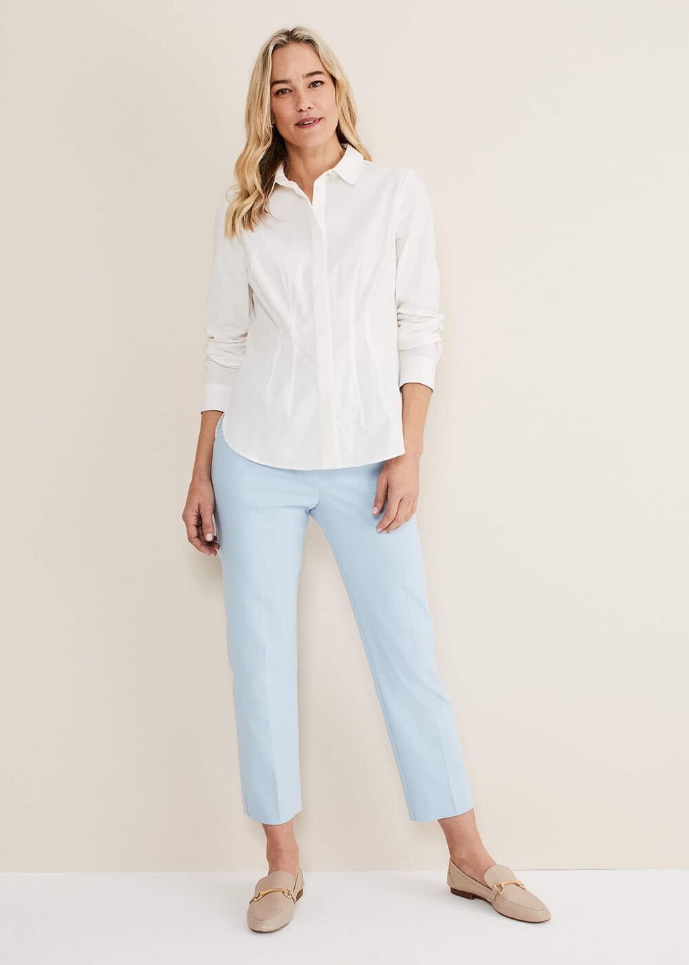 Julianna Cropped Straight Leg Trousers Cornflower Blue