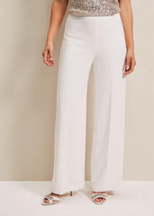 Beatriz Satin Wide Leg Bridal Trousers Ivory