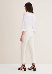 Ariella Pinstripe Straight Leg Trousers Black/Ecru